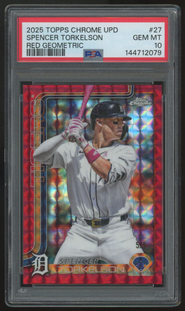 2025 Topps Chrome Update Spencer Torkelson Red Geometric /5 #27 PSA 10