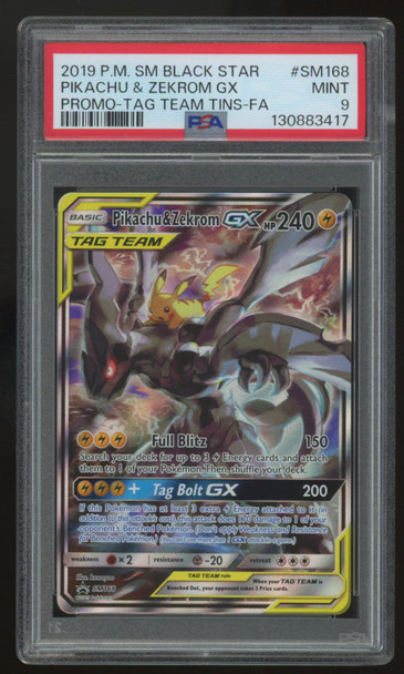 2019 Pokemon Pikachu & Zekrom GX Full Art Promo #SM168 PSA 9