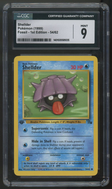 1999 Pokemon Shellder Fossil 1st Edition #54 CGC 9