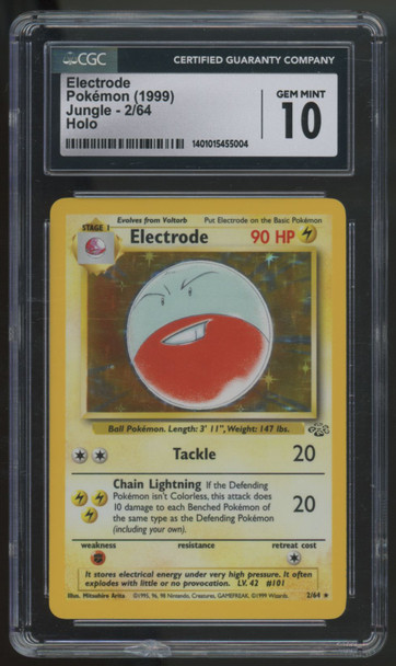 1999 Pokemon Electrode Jungle Unlimited Holo #2 CGC 10