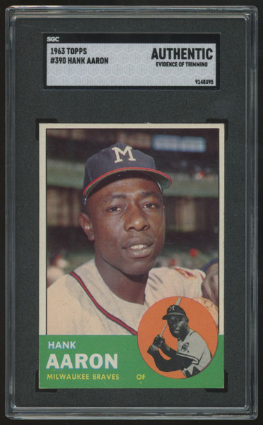 1963 Topps Hank Aaron #390 SGC Authentic Trimmed