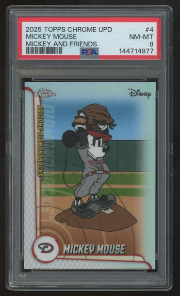 2025 Topps Chrome Update Mickey Mouse Arizona Diamondbacks Refractor #4 PSA 8