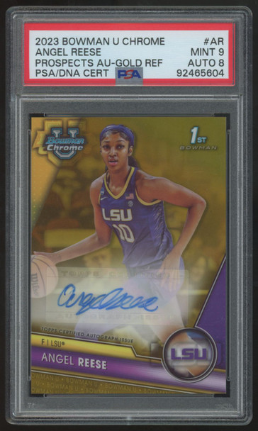 2023-24 Bowman Chrome U Angel Reese 1st Gold Auto /50 #BCPA-AR PSA 9 8
