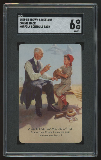1953-55 Brown & Bigelow Connie Mack Norfolk Schedule Back SGC 6