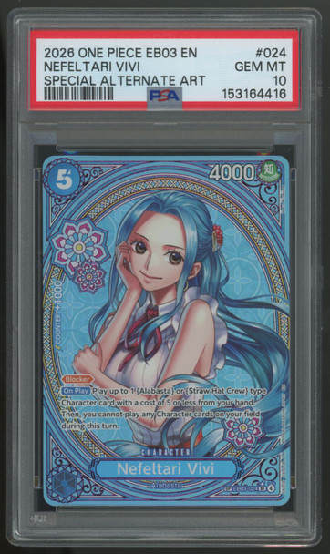 2026 One Piece Nefeltari Vivi EB03 Alt Art SP #024 PSA 10