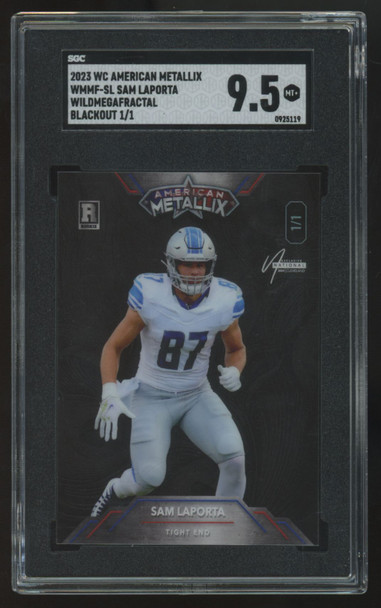 2023 Wild Card American Metallix Sam LaPorta RC Blackout 1/1 #WMMF-SL SGC 9.5