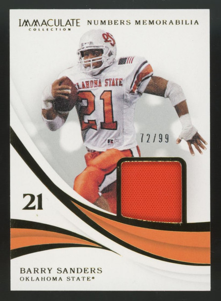 2019 Panini Immaculate Collegiate Barry Sanders Numbers Patch /99 #44