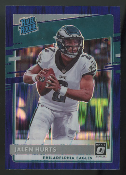 2020 Donruss Optic Jalen Hurts RC Rated Rookie Purple Shock #164