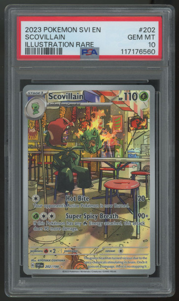 2023 Pokemon Scovillain Scarlet & Violet Illustration Rare #202 PSA 10