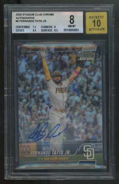2022 Topps Stadium Club Chrome Fernando Tatis Jr. Auto /25 #6 BGS 8 10