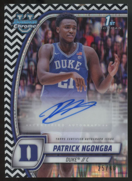 2024-25 Bowman Chrome U Patrick Ngongba 1st Black & White Stealth Auto /48 #58