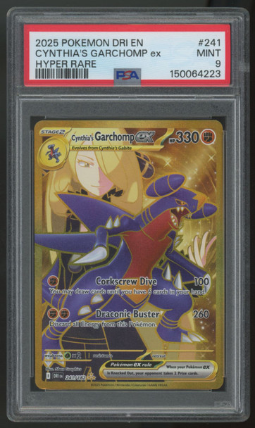 2025 Pokemon Cynthia's Garchomp ex Destined Rivals Hyper Rare #241 PSA 9