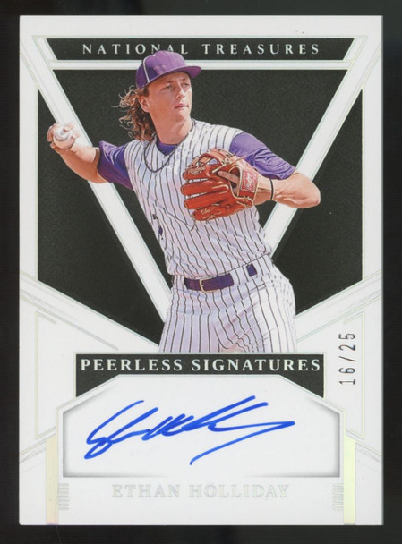 2025 National Treasures Ethan Holliday Peerless Signatures Holo Silver Auto /25