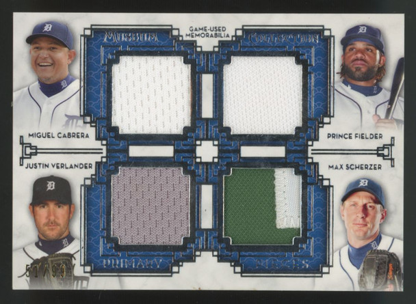 2014 Topps Museum Cabrera/Fielder/Verlander/Scherzer Quad Primary Relic /99