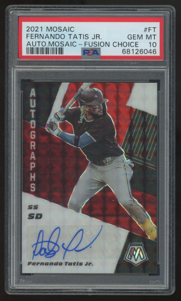 2021 Panini Mosaic Fernando Tatis Jr. Fusion Choice Auto #AM-FT PSA 10