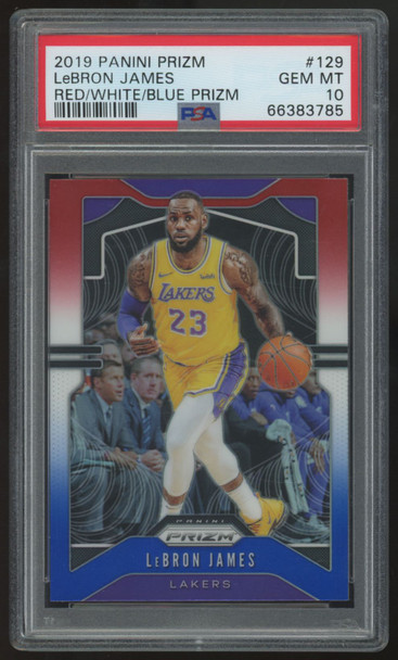 2019-20 Prizm LeBron James Red/White/Blue #129 PSA 10
