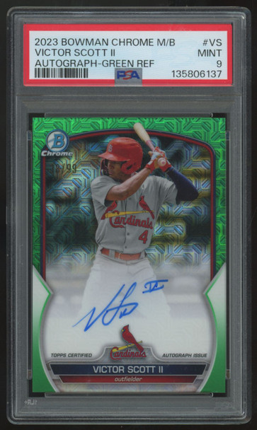 2023 Bowman Chrome Mega Victor Scott II Green Auto /99 #BCMA-VS PSA 9