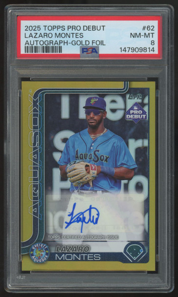 2025 Topps Pro Debut Lazaro Montes Gold Foil Auto /50 #PD-62 PSA 8