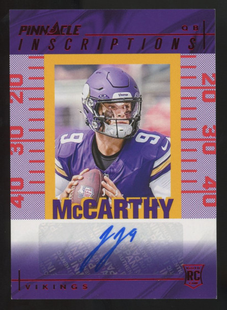 2024 Panini Encore J.J. McCarthy RC Red Pinnacle Inscriptions Auto /50 #PI-JJM