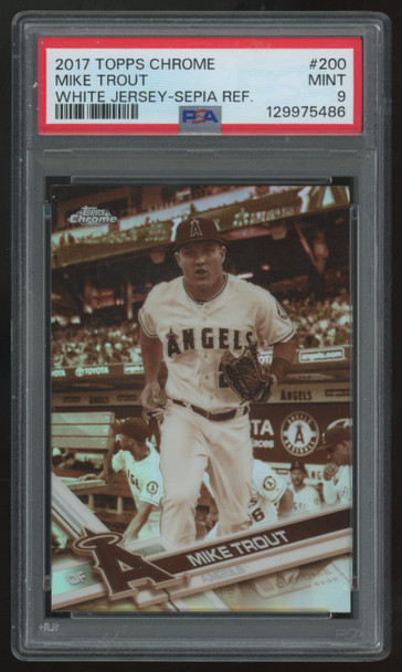 2017 Topps Chrome Mike Trout White Jersey Sepia #200 PSA 9