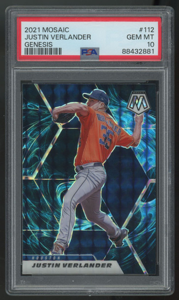 2021 Panini Mosaic Justin Verlander Genesis SSP #112 PSA 10
