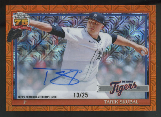 2026 Topps Silver Pack Tarik Skubal Orange Chrome 1991 Auto /25 #91C-24