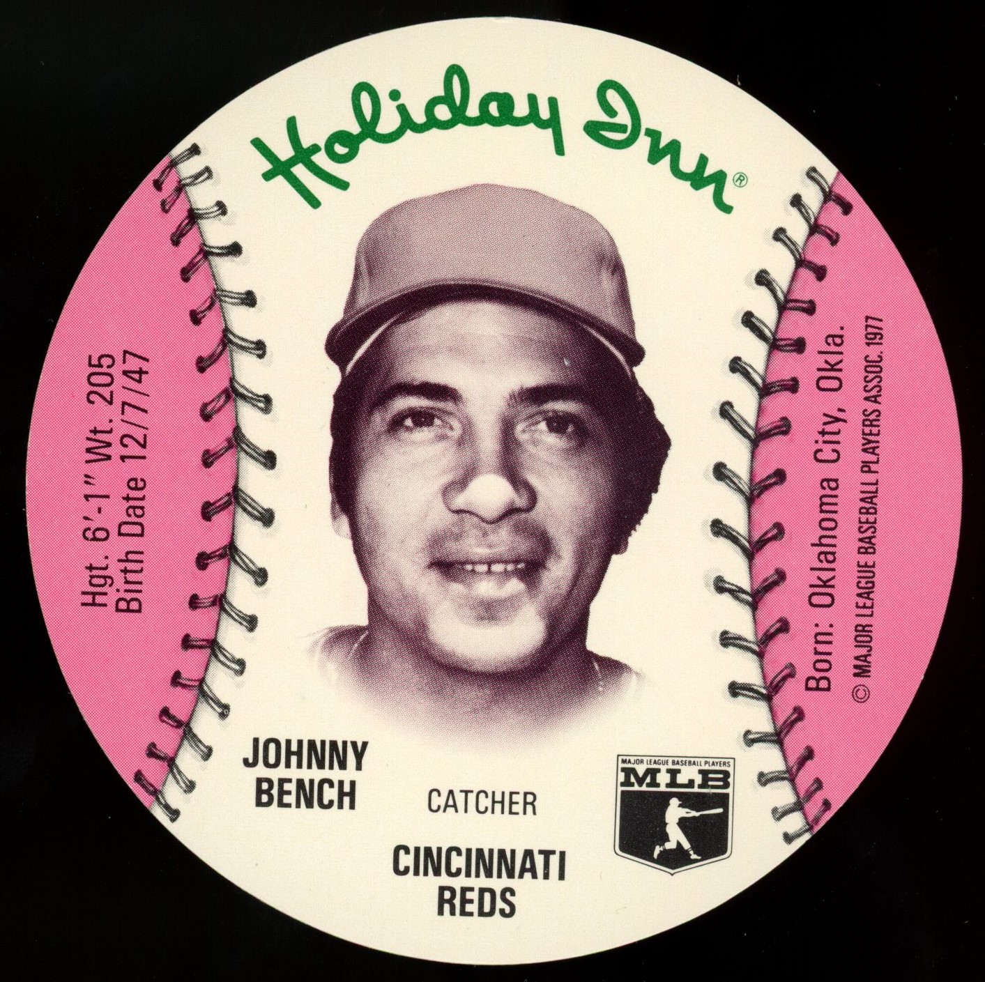 1977 Holiday Inn Johnny Bench MSA Disc Legends Fan Shop