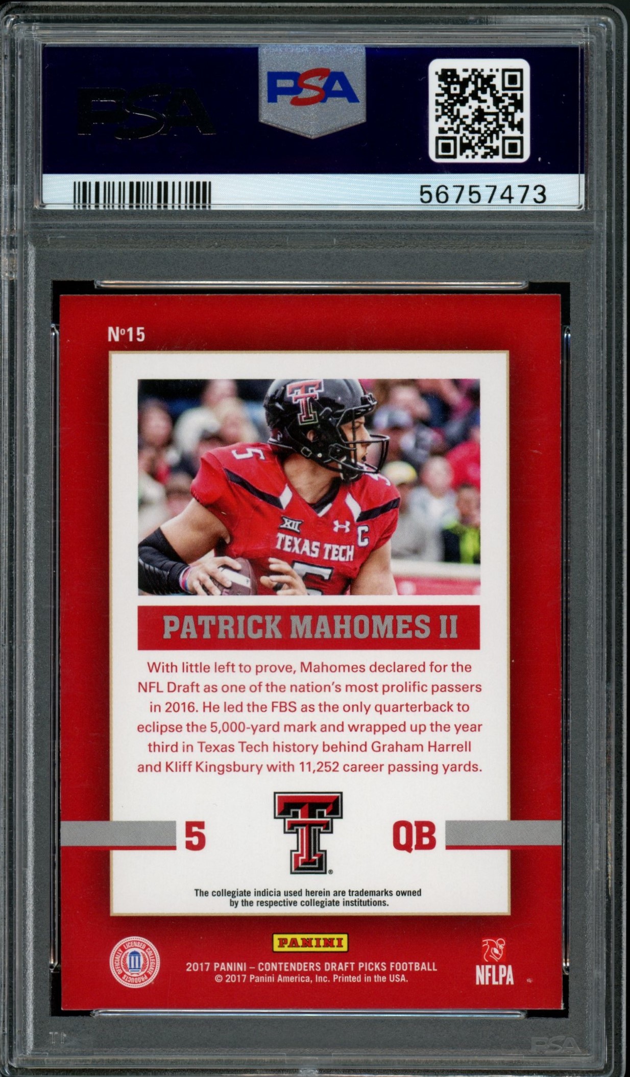 2017 Contenders Patrick Mahomes RC School Colors 15 PSA 8 Legends Fan Shop