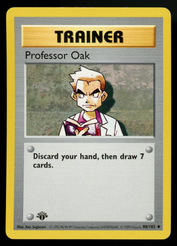 Pokemon Professor Oak 1st Edition Base Set Shadowless #88/102