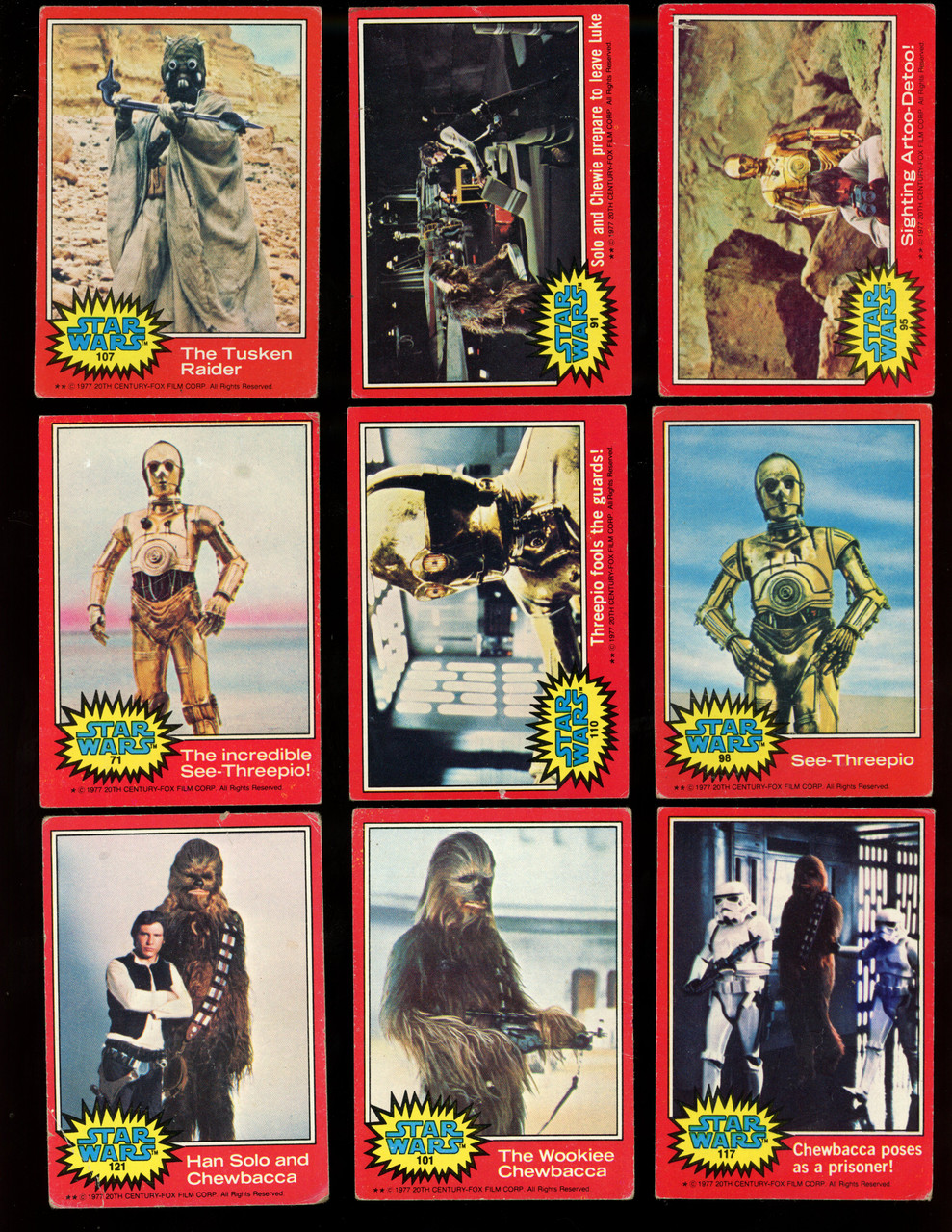 1977 Topps Star Wars Series 1-3 Lot of 129 Cards Low Grade