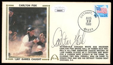 1997 Fleer Record Setters Carlton Fisk Signed Autographed Card #8