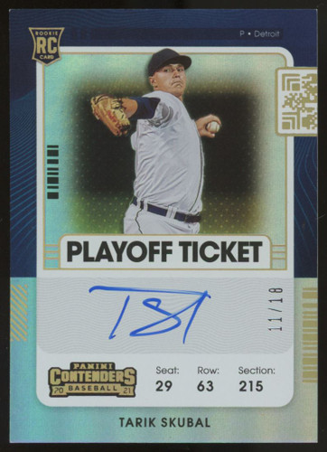 2021 Contenders Tarik Skubal Playoff Ticket RC Auto /18 #118