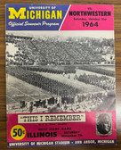 October 31 1964 Michigan vs Northwestern Program