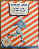 October 18 1942 Detroit Lions vs. Chicago Cardinals Football Program