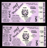 1968 Detroit Tigers World Series Game 5 Ticket Stub Lot of 2 Consecutive Seats