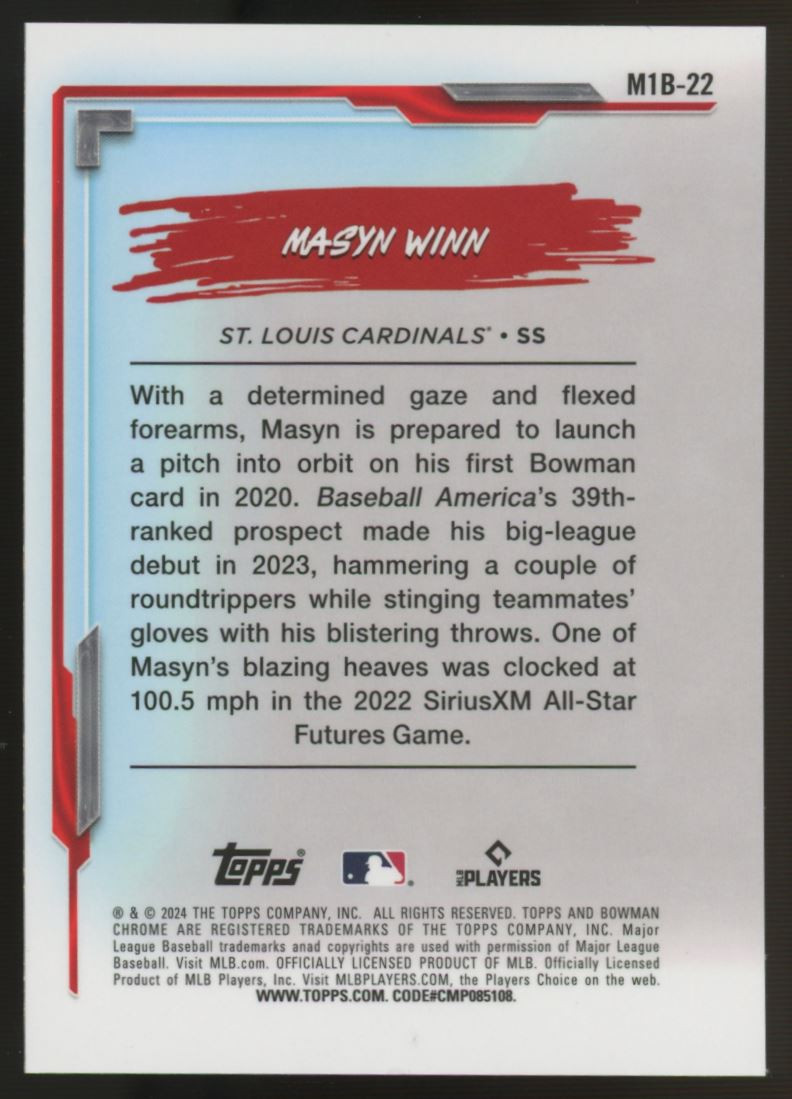 Masyn Winn 1st Bowman 青リフラクター 150枚限定 MLB 2024 Bowman Chrome Masyn Winn My 1st RC Mini Diamonds /150