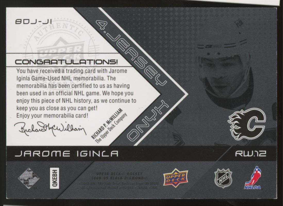 その他 Upper Deck 2008-09 Black Jarome Iginla 2008-09 Upper Deck Victory - Jarome Iginla #GB-19 for sale
