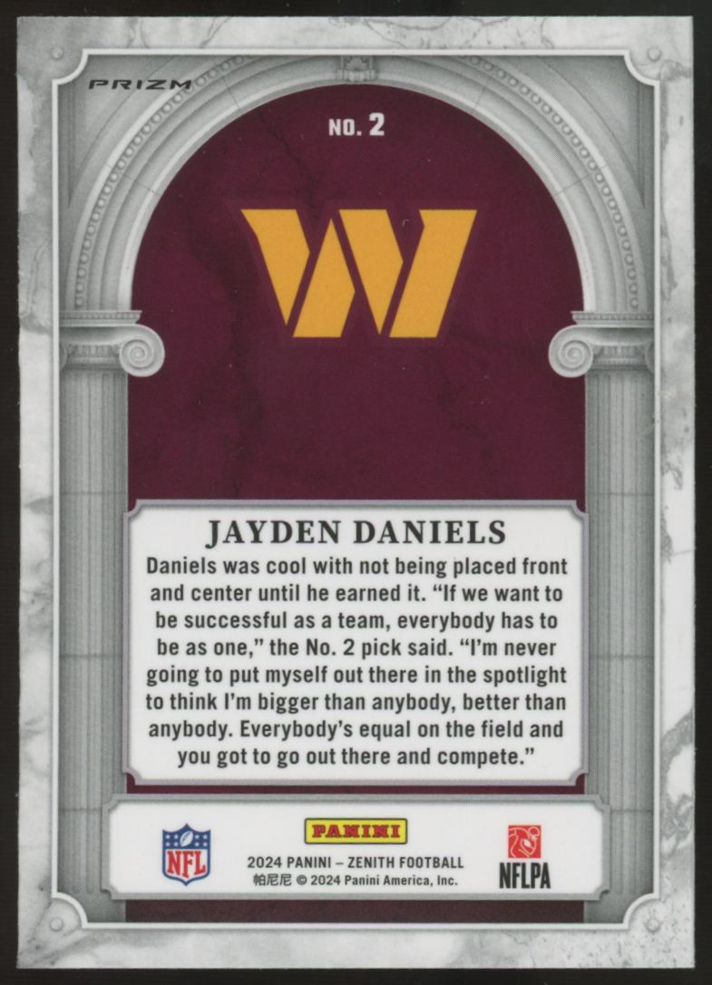 2024 Zenith Jayden Daniels RC Orange Marquee #2 | eBay