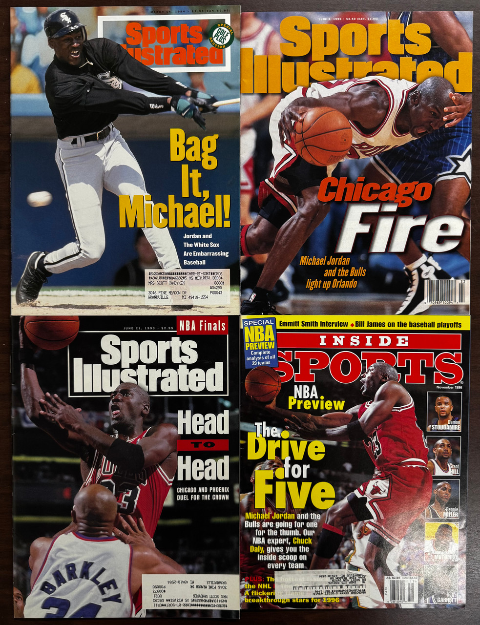 Lot of 4 1990s Michael Jordan Magazines - Sports Illustrated