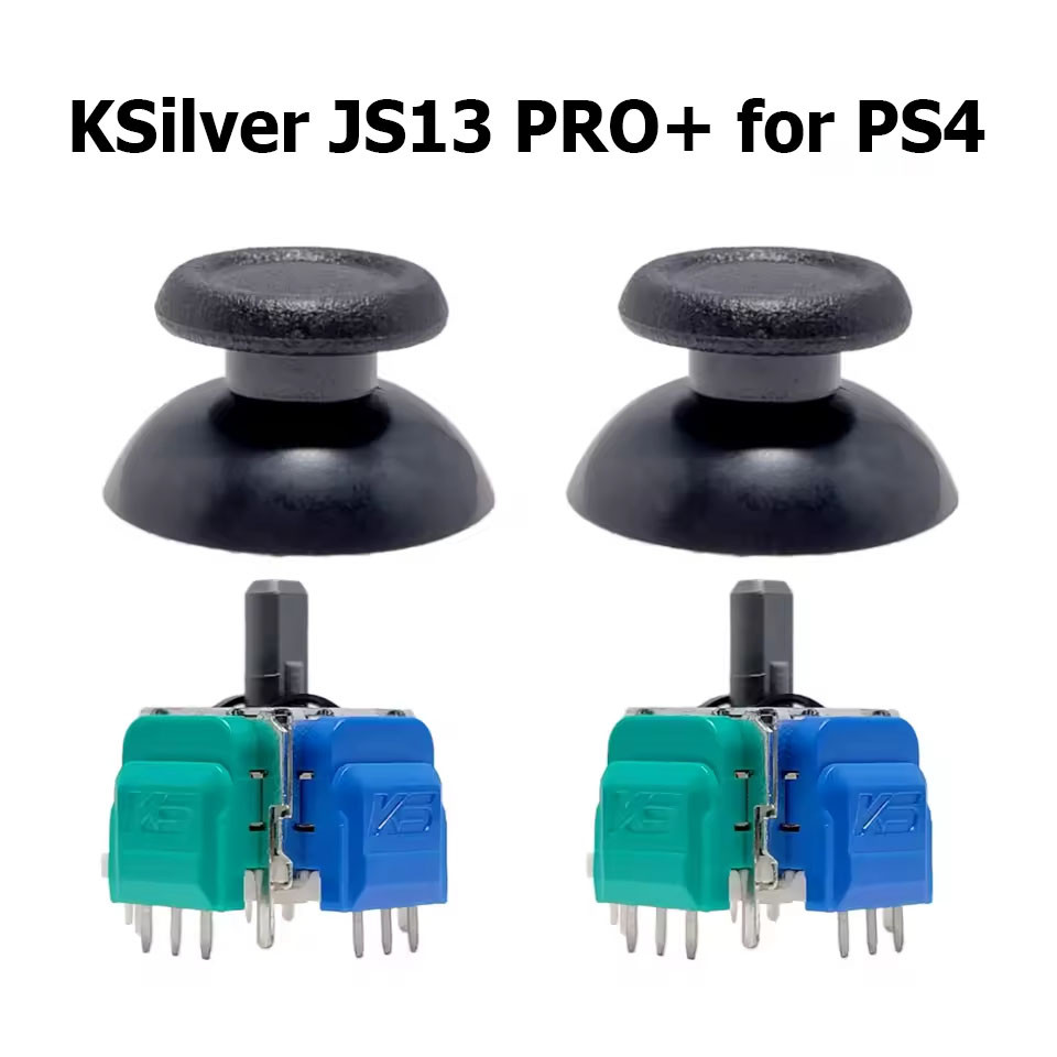 K-Silver JS13 PRO+ (plus) TMR Thumbstick Modules with Caps for PS4 Dualshock controllers (Pair)