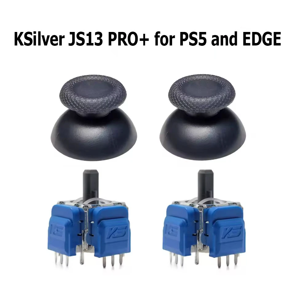 K-Silver JS13 PRO+ (plus) TMR Thumbstick Modules with Caps for PS5 Dualsense and Edge (Pair)