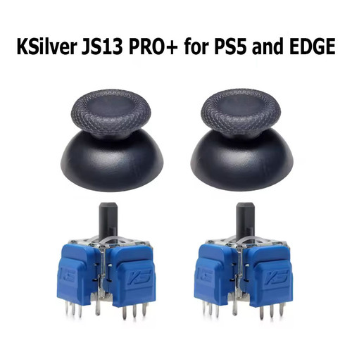 K-Silver JS13 PRO+ (plus) TMR Thumbstick Modules with Caps for PS5 Dualsense and Edge (Pair)