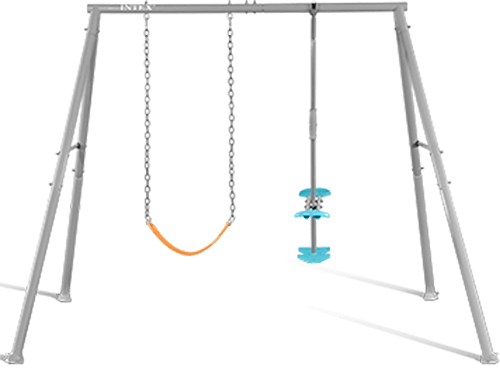 Two Feature Gray Swing Set w/ FREE Trapeze Bar