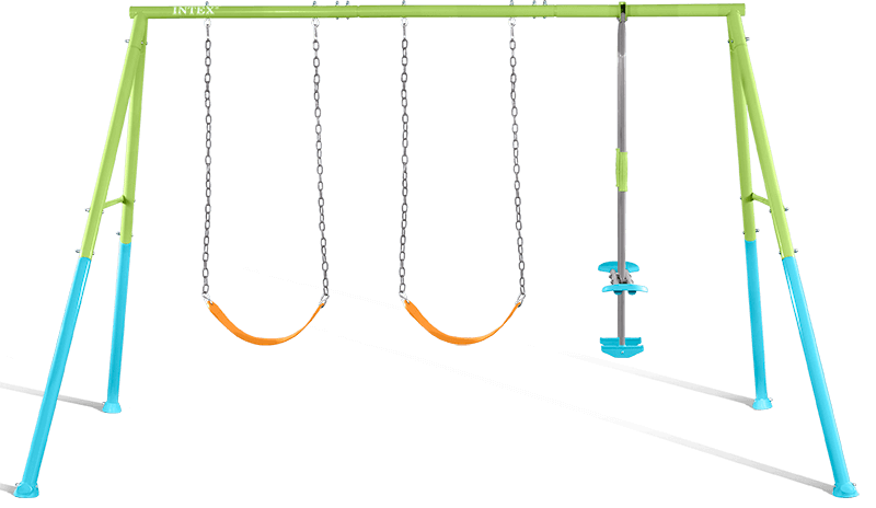 Swing & Glide Three Feature Colored Swing Set w/ FREE Trapeze Bar