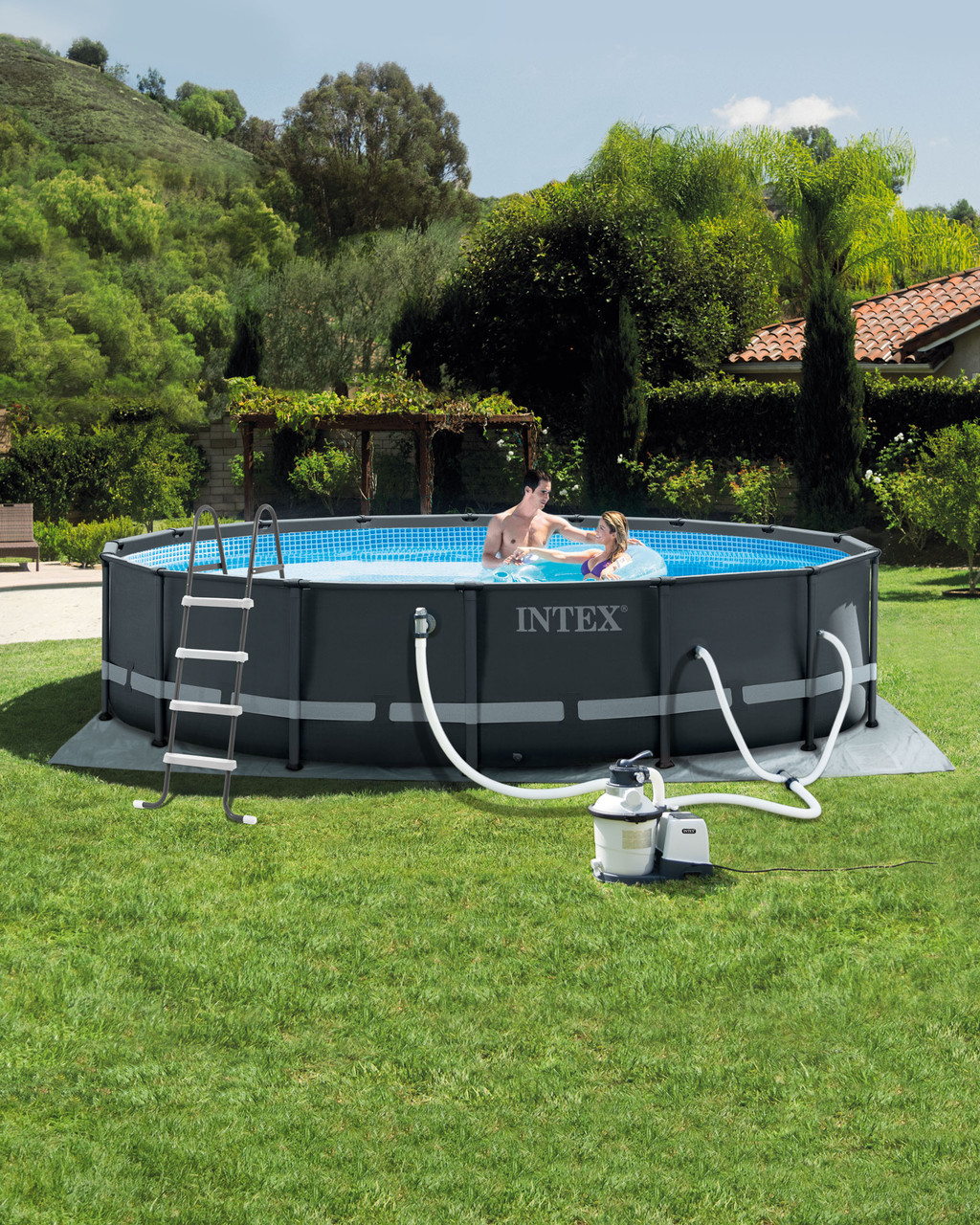 grim Smitsom sygdom Konsulat INTEX Ultra XTR® Frame Above Ground Pool w/ Sand Filter Pump - 16' x 48"