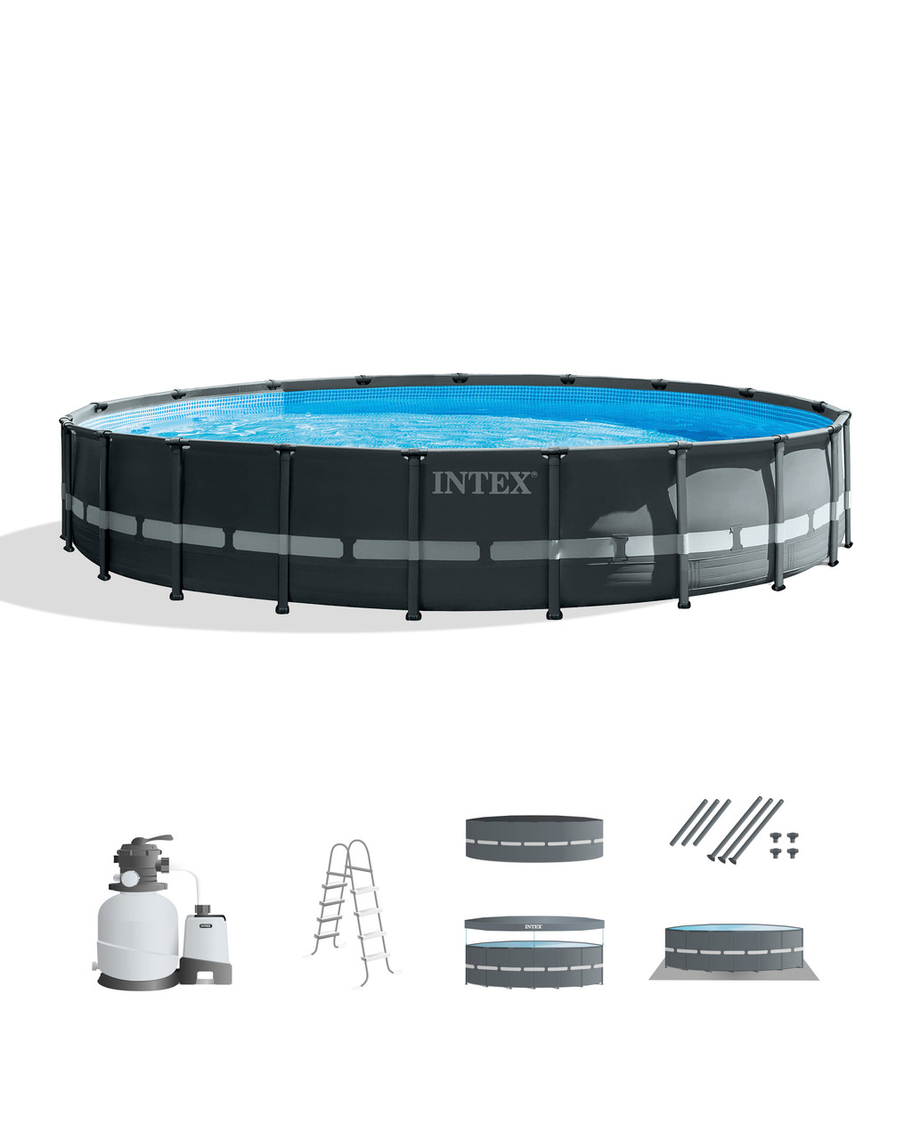 pool H2OGO 8 ft. x 20 in. Round Above Ground Pool Set With Pool