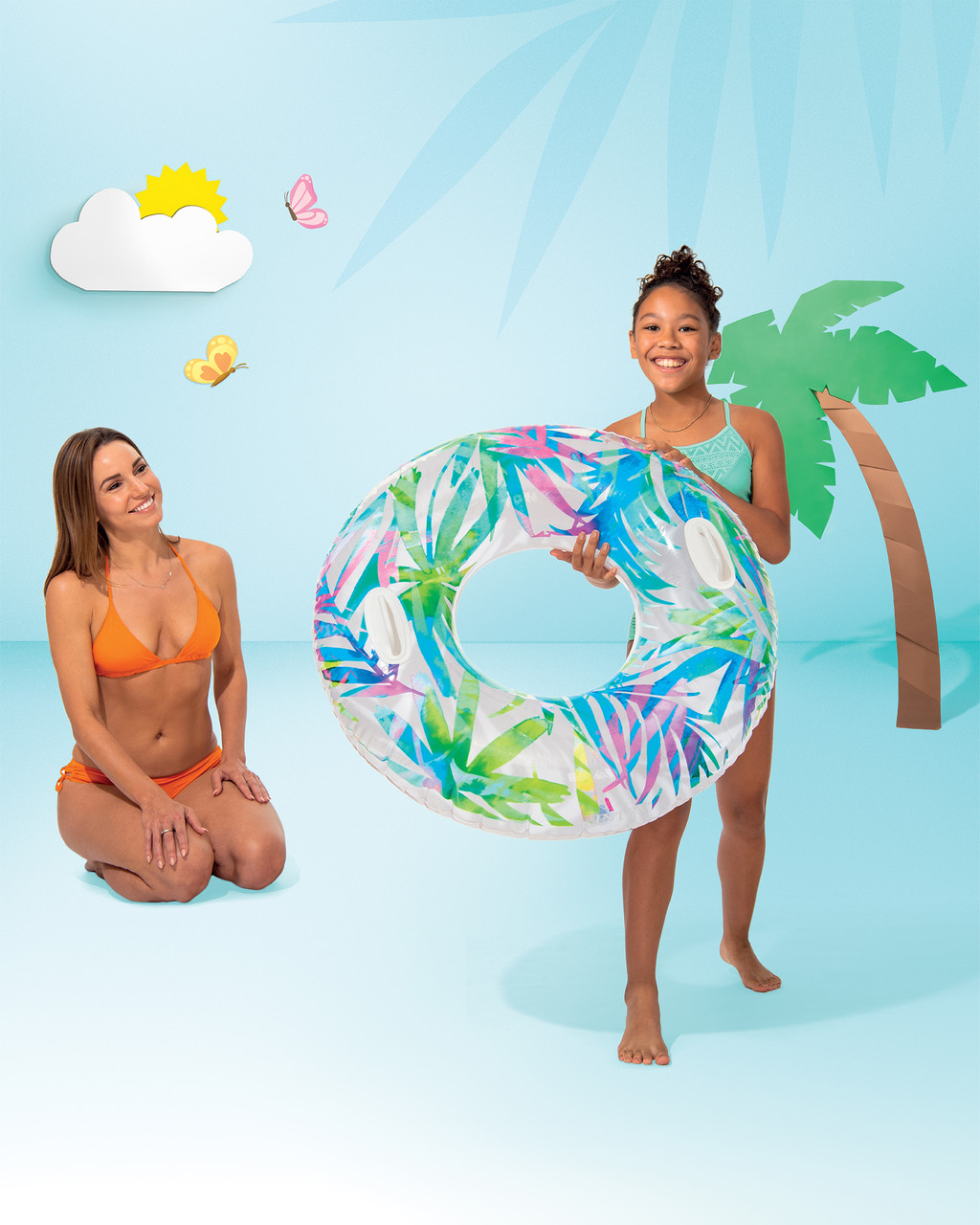 Pool Floating Tube, Lush Tropical Tube. 1 Tube, 38 in, for Age 9+ Years.