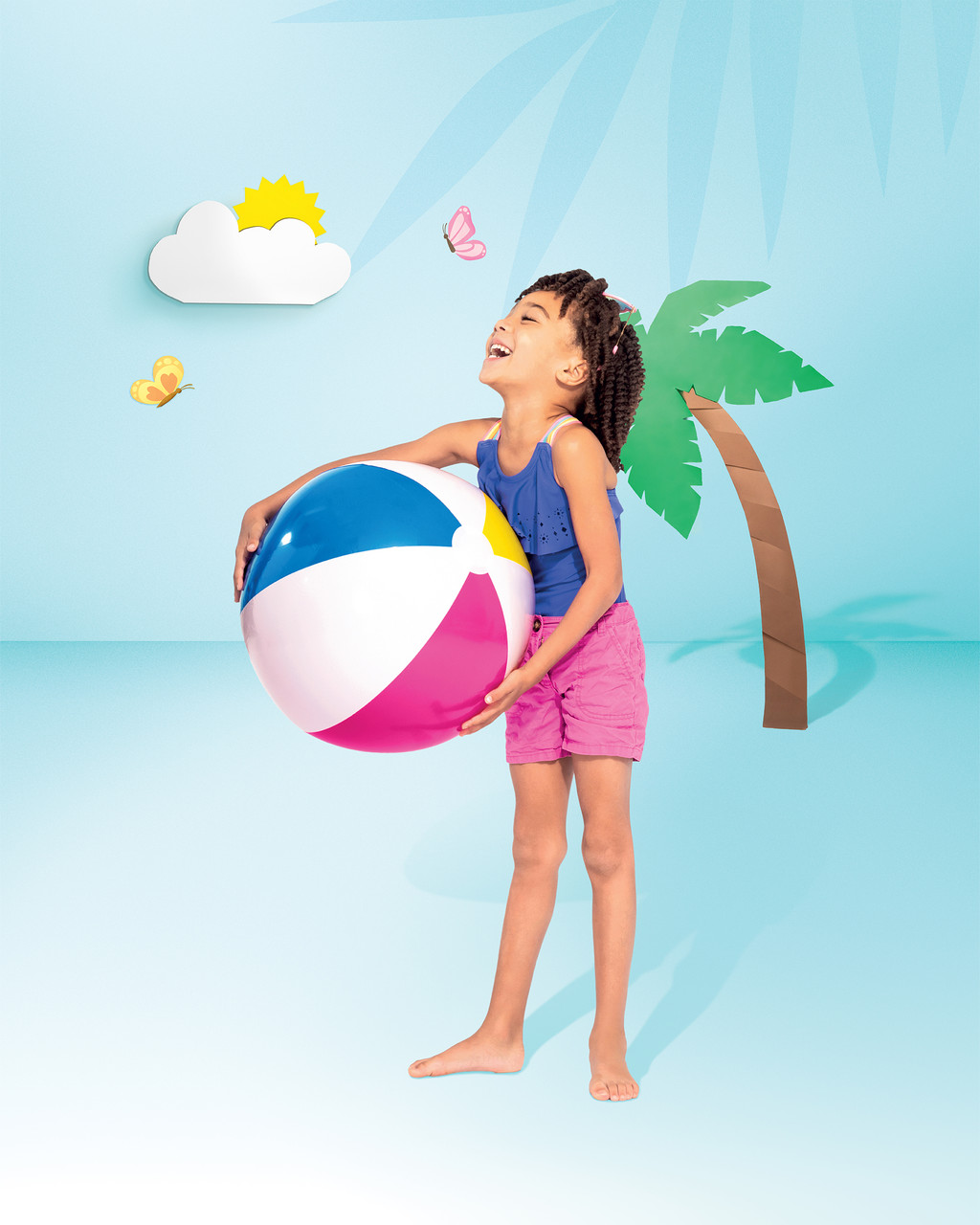 Intex 24 Inflatable Paradise Panel Colorful Beach Ball - 59032EP (Set of 4)