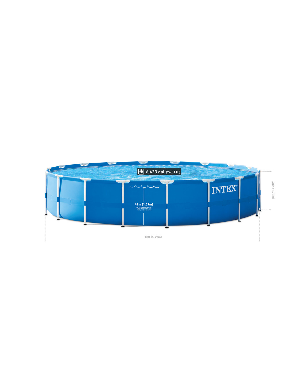 INTEX Metal Frame 18' x 48'' Above Ground Pool w/ Filter Pump