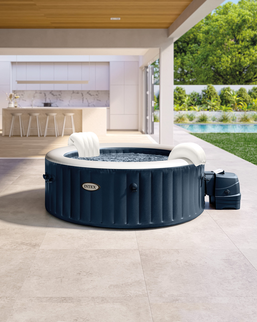 Spa gonflable Intex PureSpa Jet & Bubble Deluxe - 4 personnes Avec panneau  de commande sans fil et numérique contrôlé à distance par smartphone